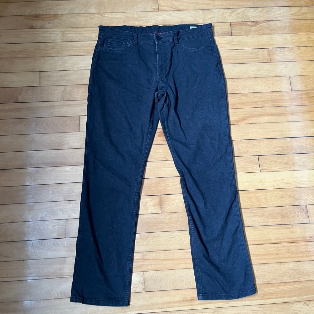 English Laundry Mens Black 5-Pocket Straight Leg Stretch Chino Pants 34x32